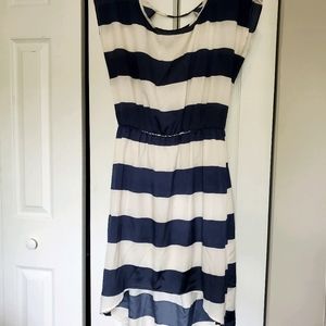 Cream and Navy high-low dress
